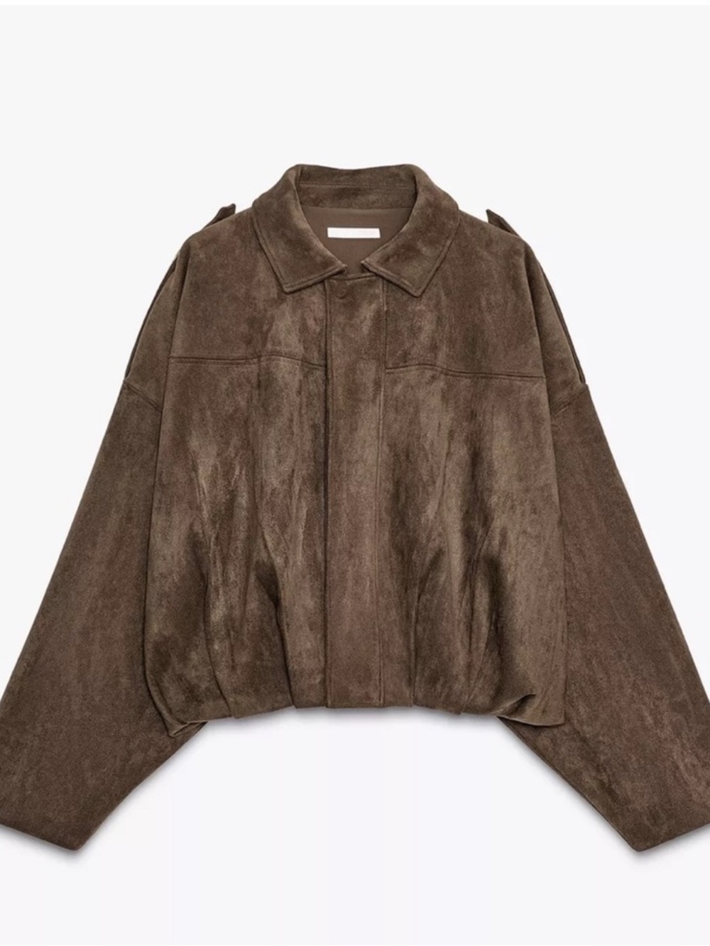 Zara Brown Suede Bubble-Hem
Bomber Jacket